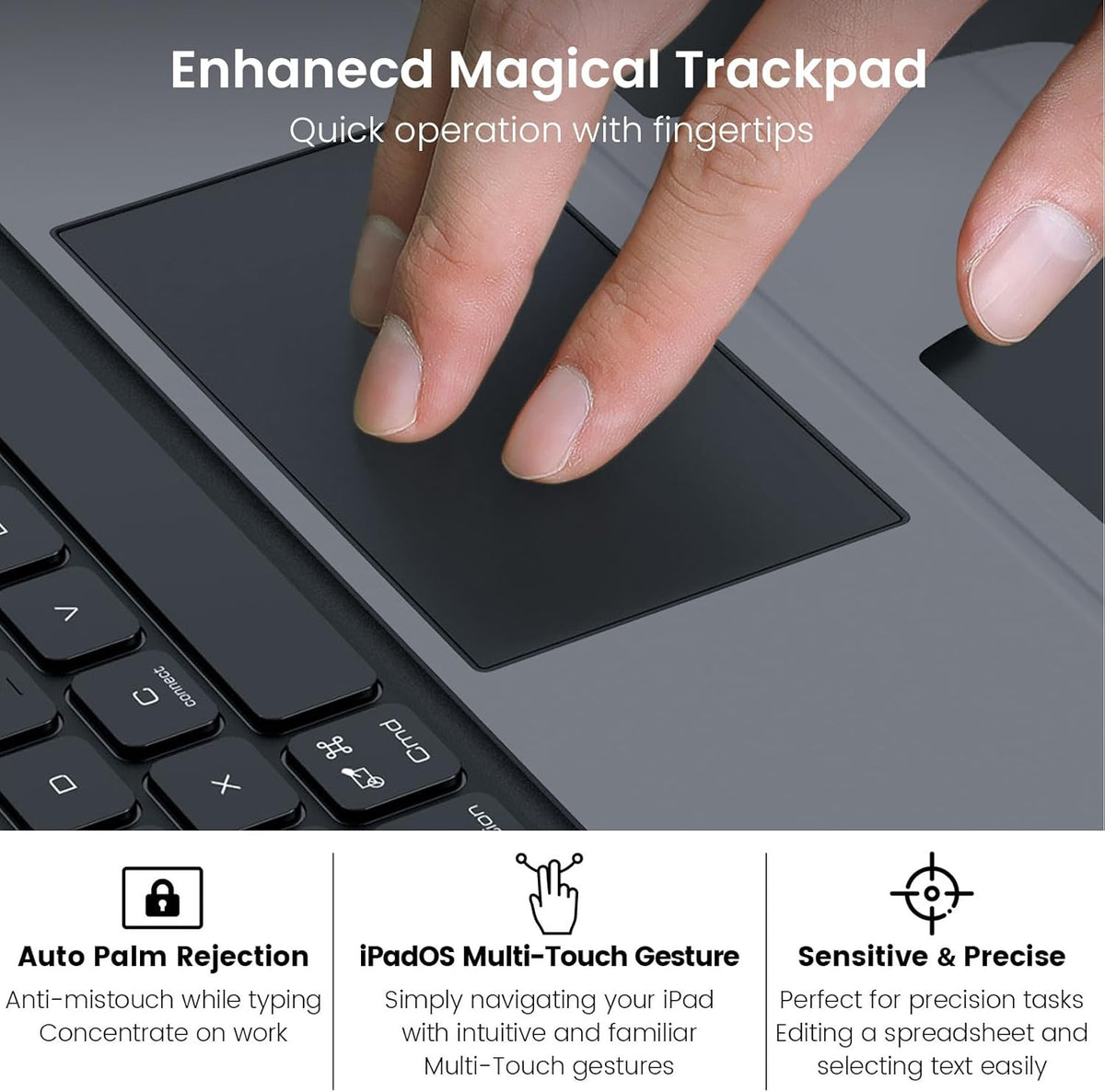 Nillkin iPad Pro 11(1st/2nd/3rd/4th Gen) & iPad Air 5th/4th Generation Case with Keyboard, Magic Trackpad, Rugged Case with Detachable Keyboard, 7 Backlight Colors, Portrait/Landscape Modes, Black