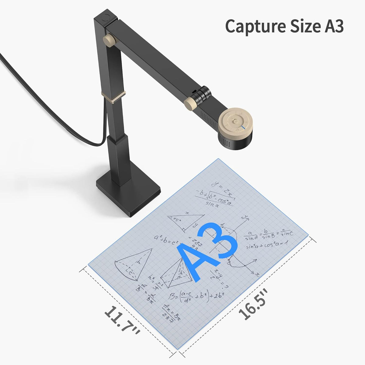 CZUR Fancy Pro 8MP USB Document Camera for Teacher, 4K Webcam with Microphone and LED Light, Up to 60fps, Auto Focus, for Remote Teaching, Live Streaming, Web Conference, for Mac and Windows