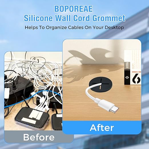 BOPOREAE Desk Grommet, 3/4 in 20 mm White 8 Pcs Silicone Rubber Grommets