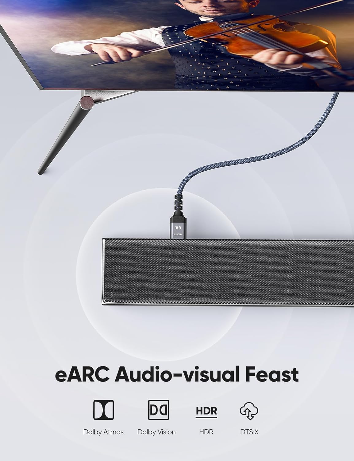 8K 2.1 5FT/1.5M 2-Pack, 48Gbps 8K60Hz 4K120Hz 4K144Hz 3D HDR10 4:4:4 2.2&2.3 Highwings HDMI Cable High Speed HDMI