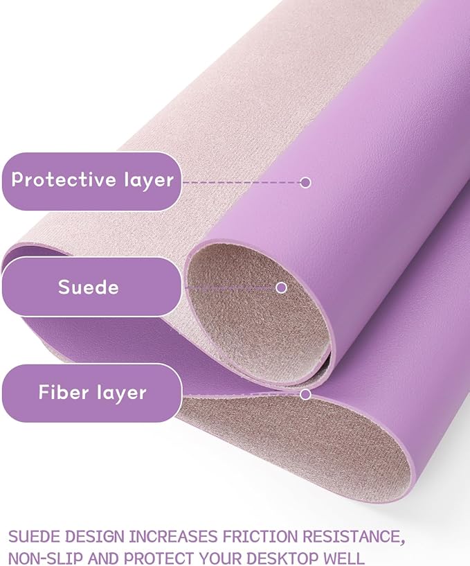 YSAGi Non-Slip Leather Desk Pad, Waterproof Laptop Computer Desk Keyboard Mat, Table Protector Blotter Mat, Large Mouse Pad for Office/Work/Home/Decor(Purple, 31.5" x 15.7")
