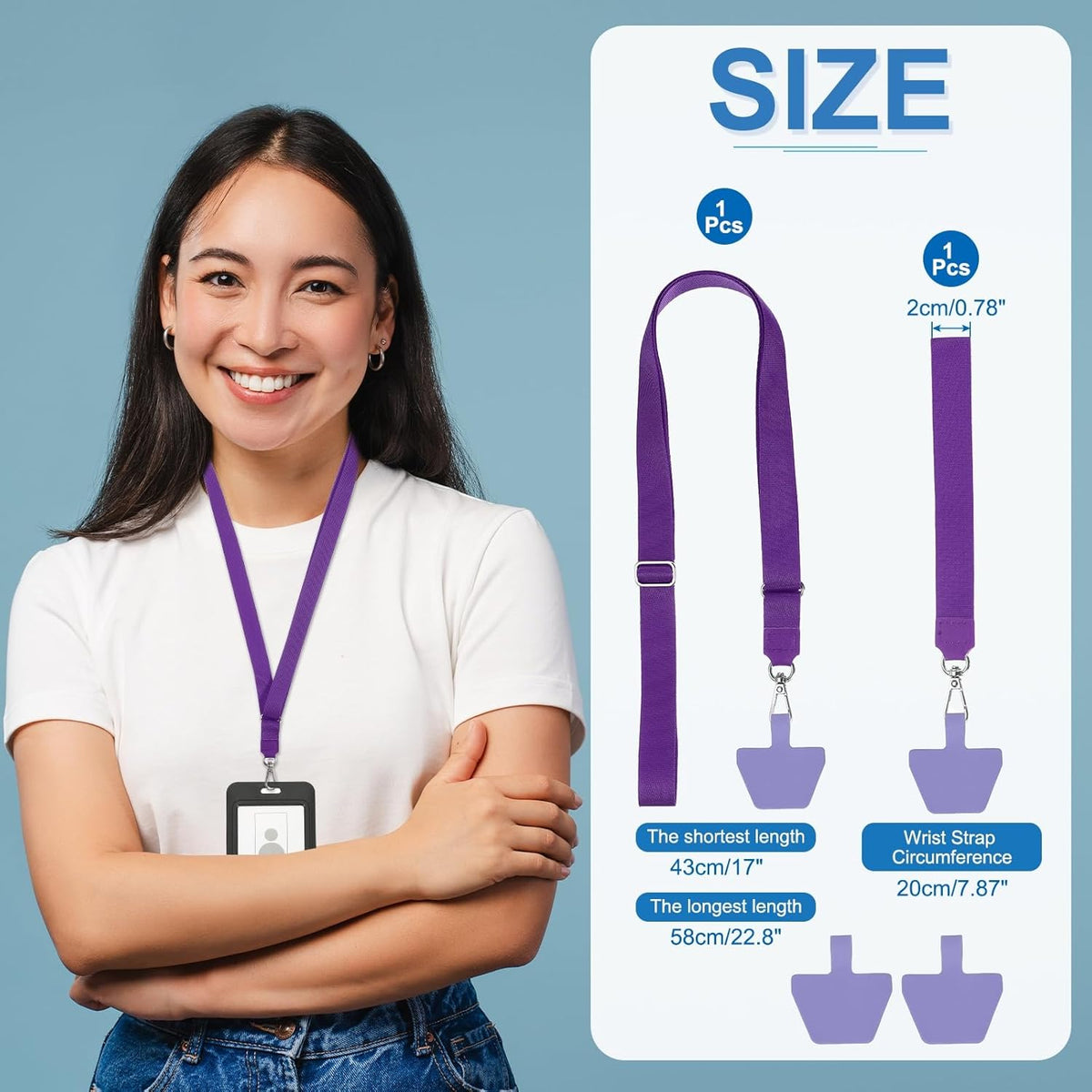 PATIKIL Smart Phone Lanyard with Wrist Strap and Patches for Most Smartphones ID Badges Keychain