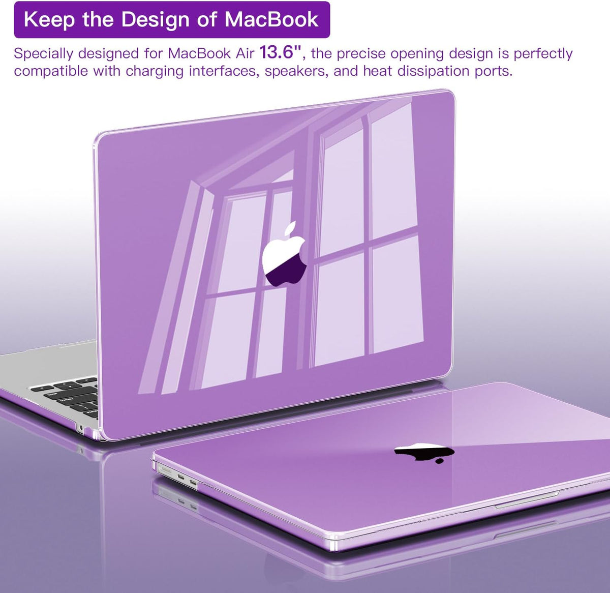 CISSOOK for MacBook Air 13.6 inch Case 2025 2024 2022 Release A3240 A3113 A2681 with Liquid Retina Display, Protective Hard Shell Case for MacBook Air 13 M2 M3 M4, Crystal Purple