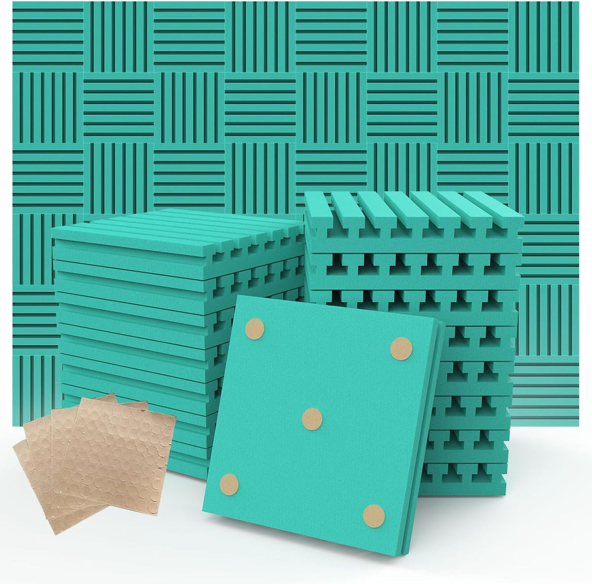 Sound Proof Foam Panels for Walls， 1" X 12" X 12" Acoustic Foam Panels Insulation Studio Soundproofing Fire Resistant Noise Absorbing for Studio, Office, Home (GZ-L 12" X 12" X 1", 42PACK)