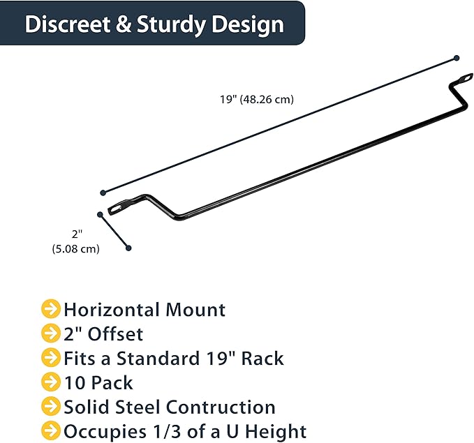 StarTech 10-Pack Lacing Bar with 2in Offset for 19in Rack (CMLB102)