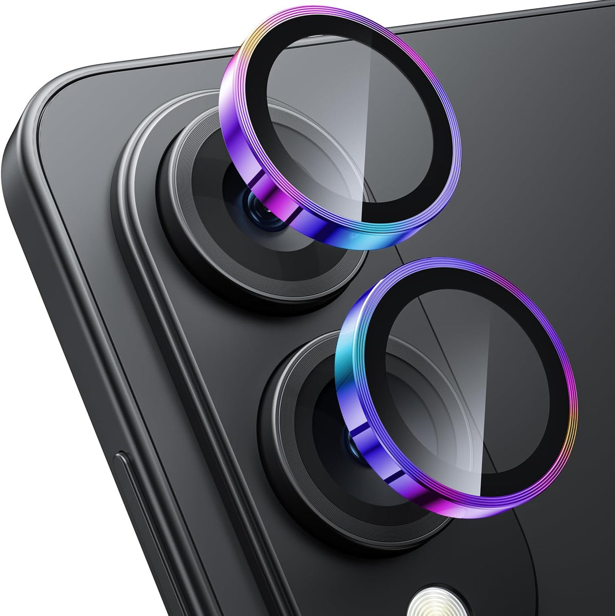 WSKEN for Samsung Galaxy S25 Edge Camera Lens Protector - Edge Thin Case Friendly, 9H Shatterproof Tempered Glass with Aluminum Metal Circle Camera Screen Protector Cover Accessories, Colorful