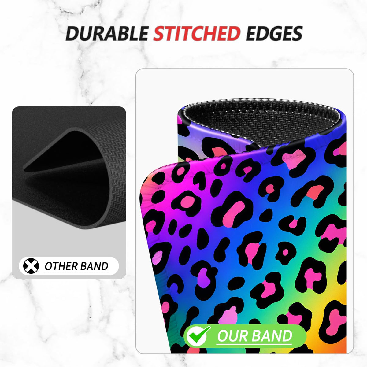 ITNRSIIET Mouse Pad Non-Slip Rubber Base Smooth Surface Stitched Edges Waterproof Durable Compatible with All Mice for Office & Gaming, Desk Accessory, 10.2x8.3x0.12 inch, RainbowLeopard