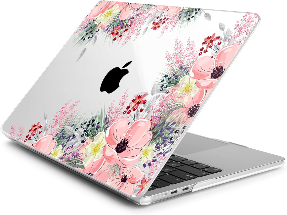 Batianda Premium Case for New MacBook Air 15 inch 2025 M4 2024 2023 with M3 M2 Chip Model A3241/A3114, Designed Protective Plastic Hardshell & Keyboard Cover & Screen Protector, Beautiful Floral