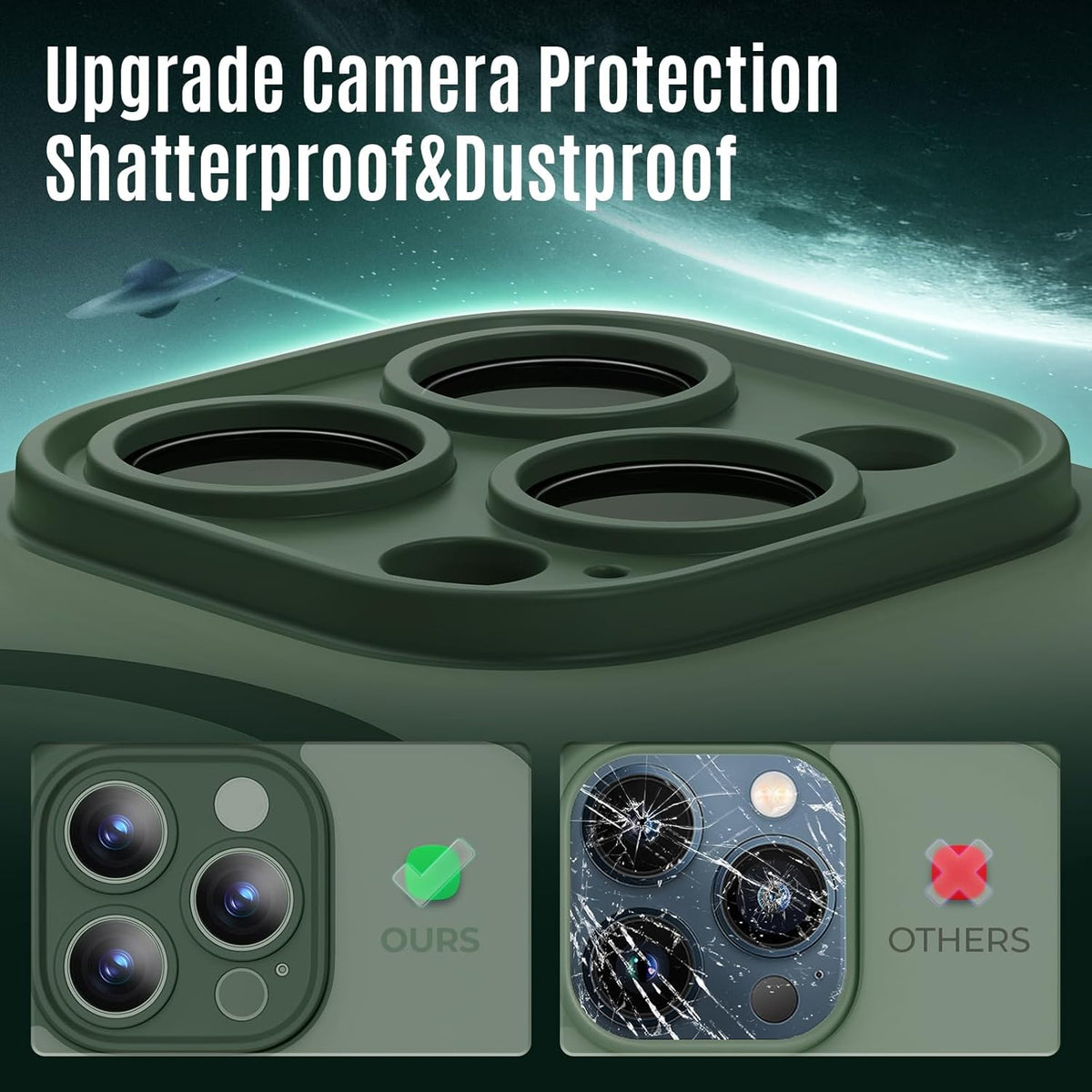 Designed for iPhone 12 Pro Case, Compatible with MagSafe, with Privacy Screen Protectors X2, [Camera Protection] [15FT Military Drop Protection] Shockproof Phone Case, 6.1", Alpine Green
