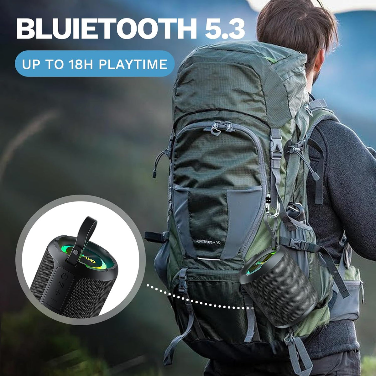 OHAYO 40W Wireless Portable Bluetooth Speaker with Lights, IPX7 Waterproof, Loud Sound, RGB Lights,TWS Pairing, AUX&TF-Card in, for Home/Party/Travel/Outdoor/Beach