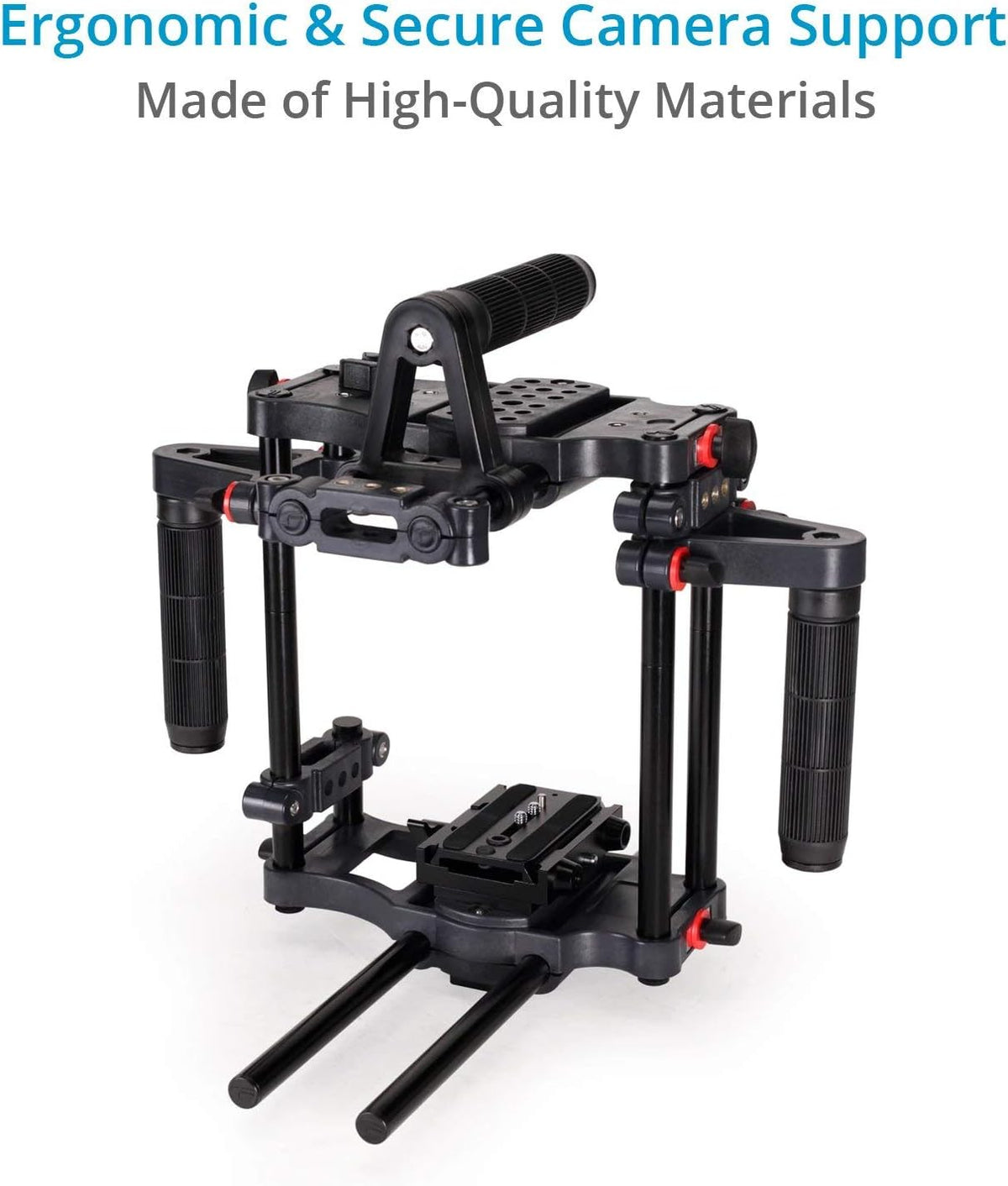 Power DSLR Camera Cage with MB-600 Matte Box Combo Kit. 4x4 Filter Holders, Lenses up to 95mm Diameter, Supports 15mm Rods. for DSLR/DSLM Handheld Camera. (FC-CTH-01)