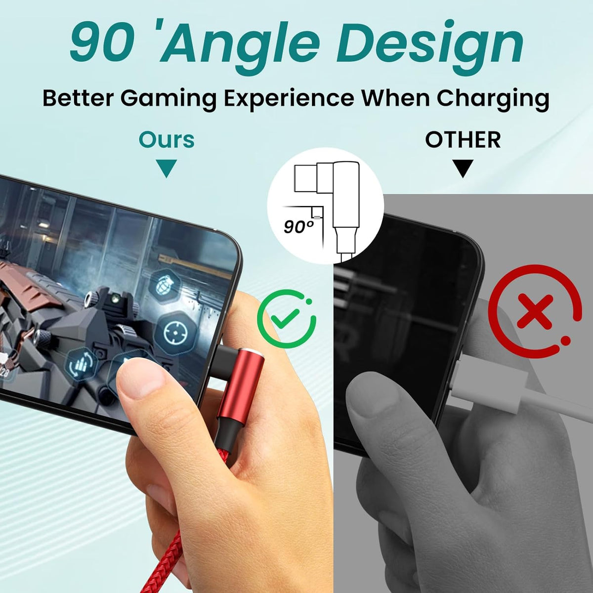 90 [2Pack 5FT], 4 1 Travel Essentials Degree Multi Charging Cable Right Angle in Charging Cable, USB Cable Charging