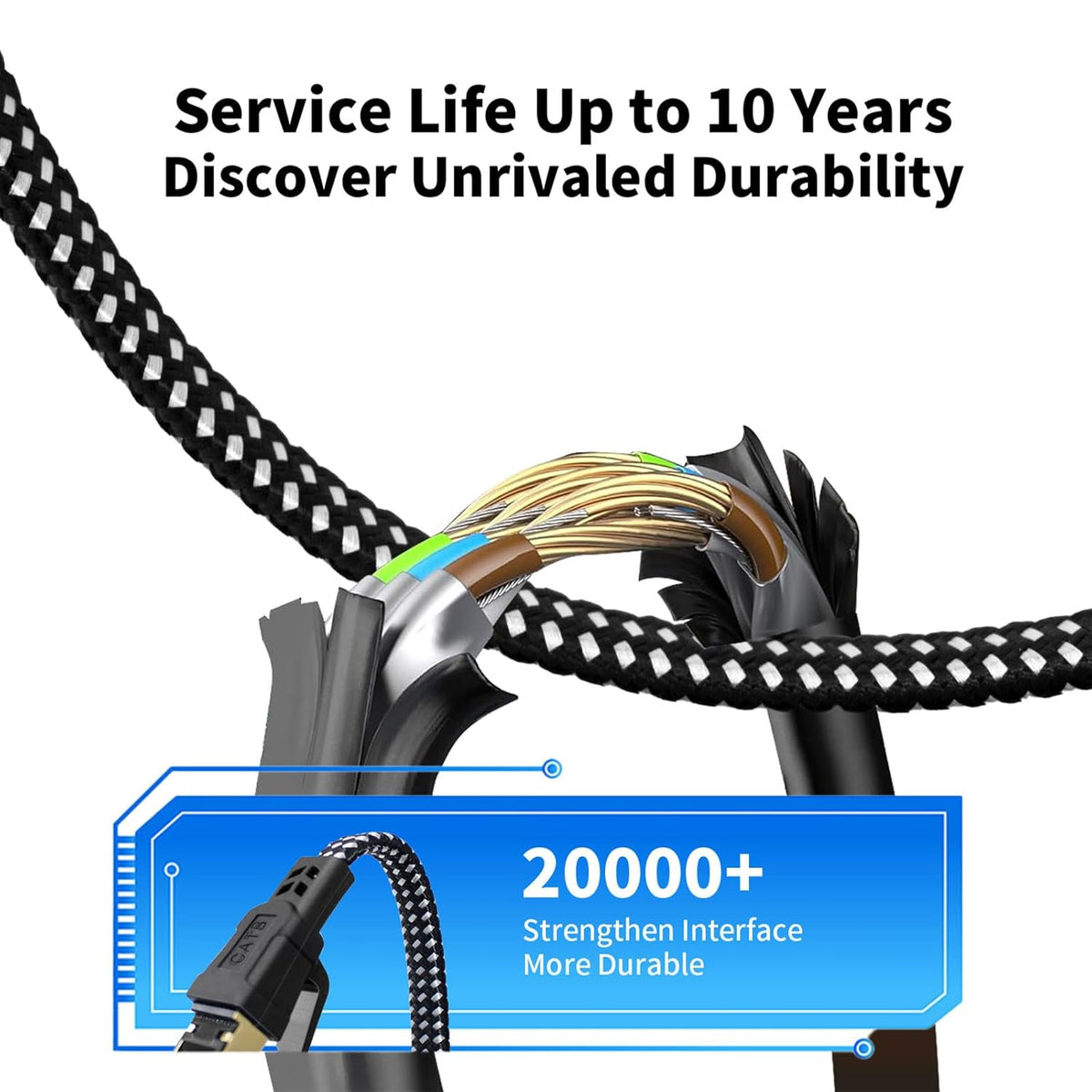 8 3FT, 6FT 10FT 15FT 20FT 25FT 30FT 40FT 50FT 60FT 75FT 100FT RJ45 40Gbps 2000Mhz Cat Ethernet Cables High-Speed