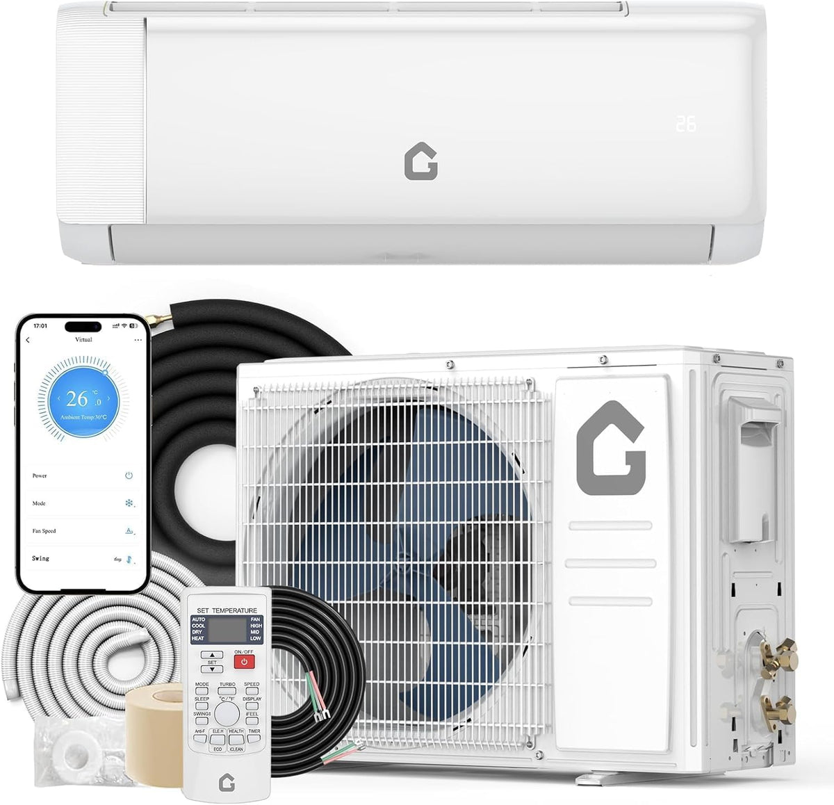 24000 BTU Mini Split Air Conditioner & Heater, 21 SEER2 Energy Saving 230V Ductless Split AC Unit with WiFi & Alexa Control, Eas