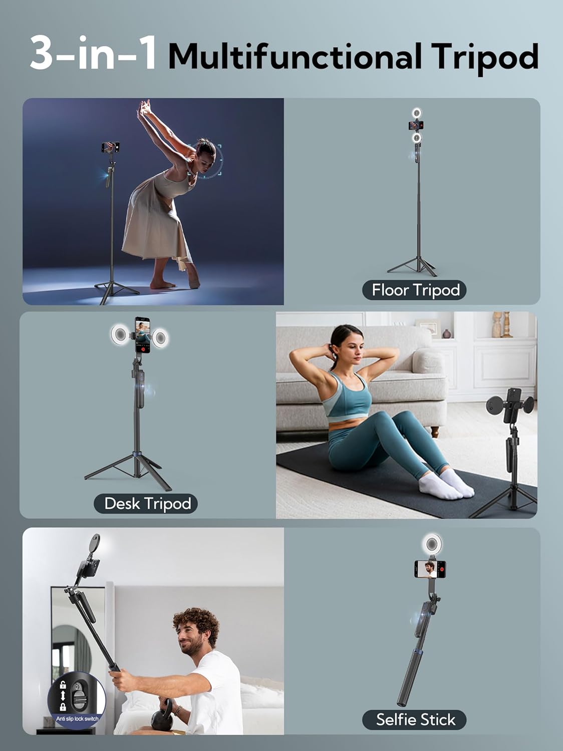 Auto Face Tracking Tripod 360 Rotation,Phone Tripod for iPhone w/Fill Light,Selfie Stick for iPhone w/Remote Control,70” Phone Holder Video Recording for Content Creators TikTok(UTK-02)
