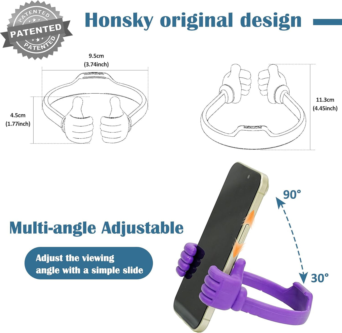 Honsky Thumbs-up Cell Phone Stand Holder, Tablet Stand Cradle for Desk Desktop Smartphone Cellphone Mobile Phone Tablets – Universal Adjustable Flexible, Deep Red
