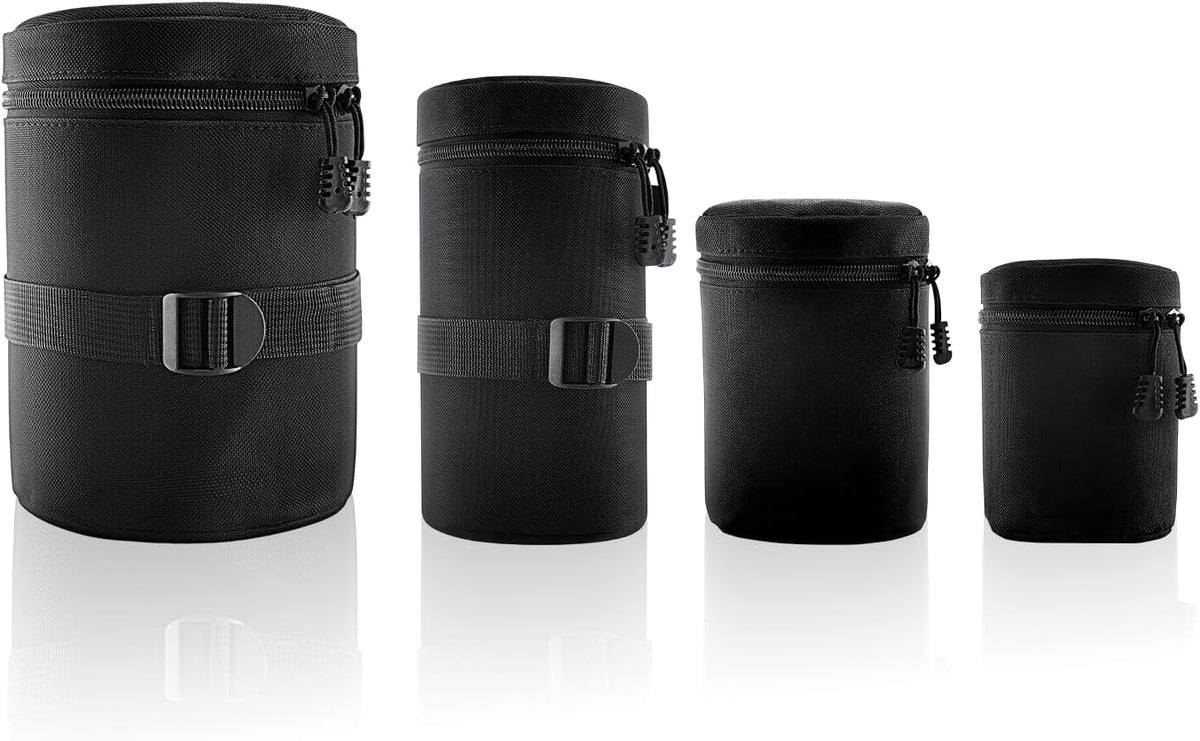 Generic Professional Camera Lens Pouch, Water-Resistant Padded DSLR and Mirrorless Lens Bag with Belt Loop