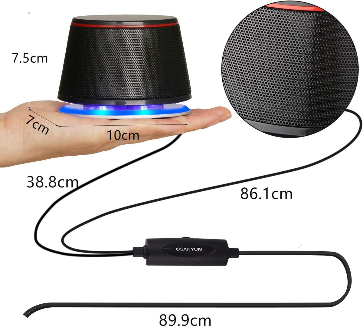 SW102 Computer Speakers, 5Wx2, Deep Bass in Small Body, Stereo 2.0 USB Powered 3.5mm Aux Multimedia Speakers, Built-in Bottom Bass Radiators, PC Laptop Desktop Speakers, Black