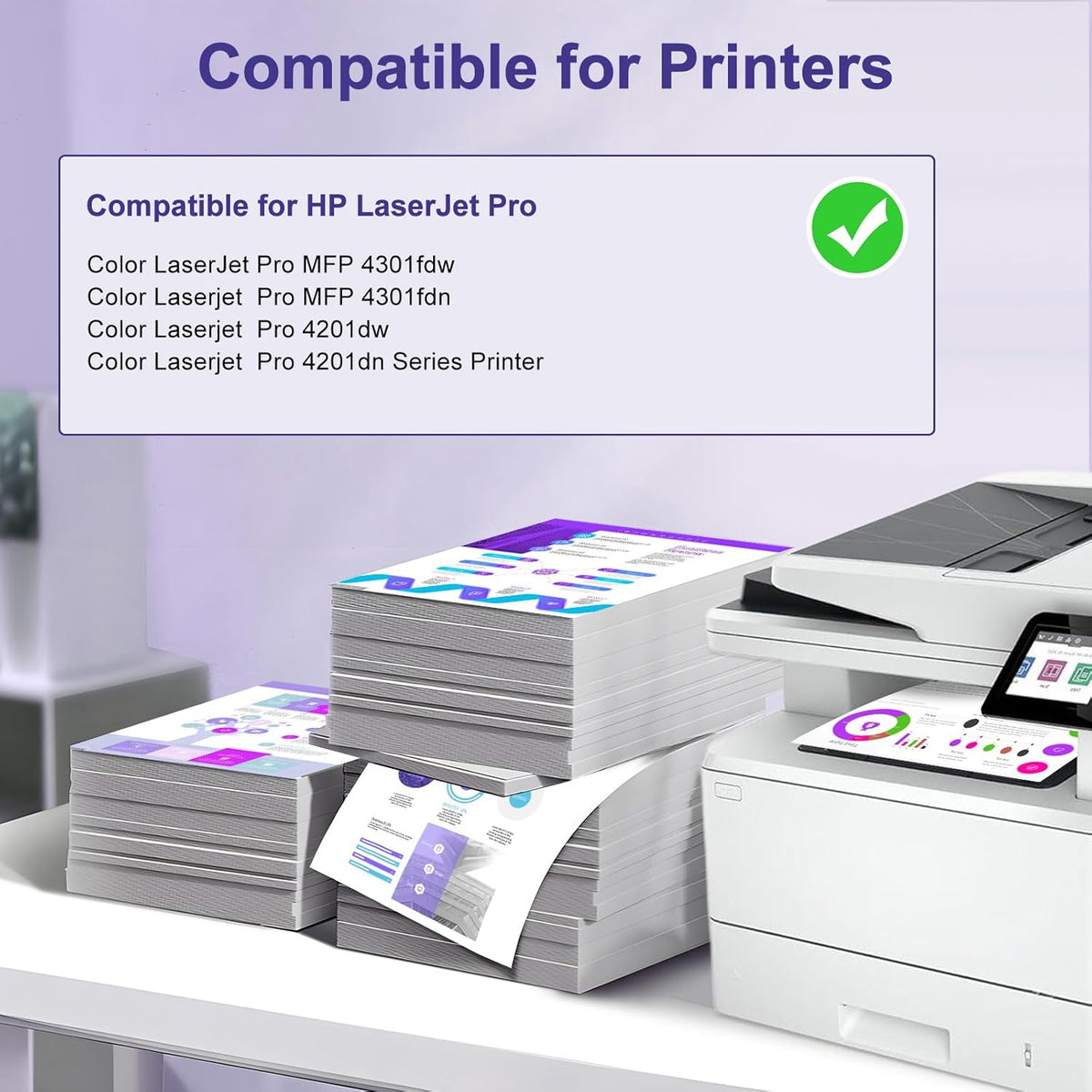 210A Toner Cartridges 4 Pack with Chip Compatible for HP 210A/210X W2100A/W2100X High Yield Replacement for Color Laserjet Pro MFP 4301fdw/4301fdn/4201dw/4201dn Series Printer (4-Pack, BCMY)