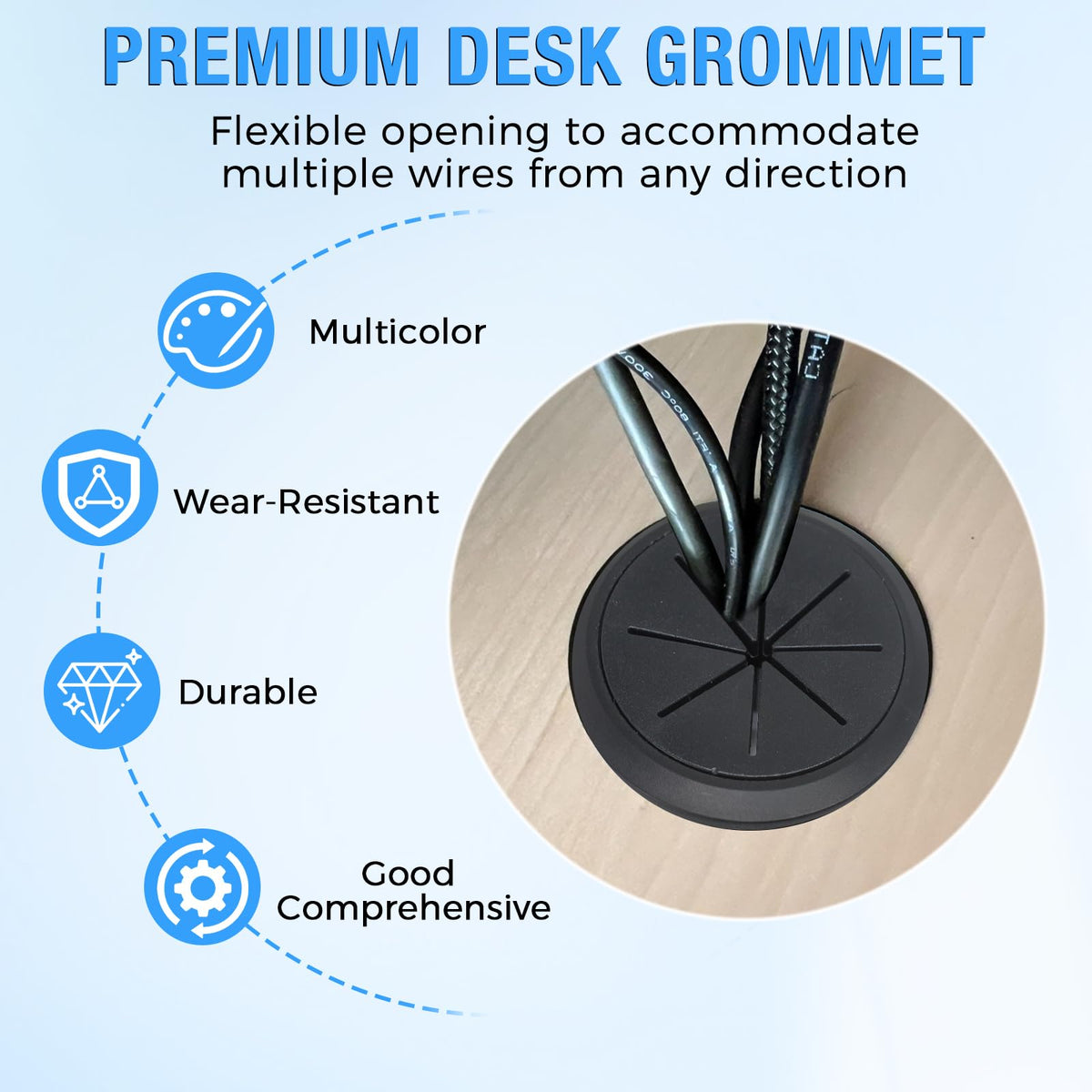 BOPOREAE 8 Pcs Desk Grommet 2" (50mm), Desk Hole Cover for Cables