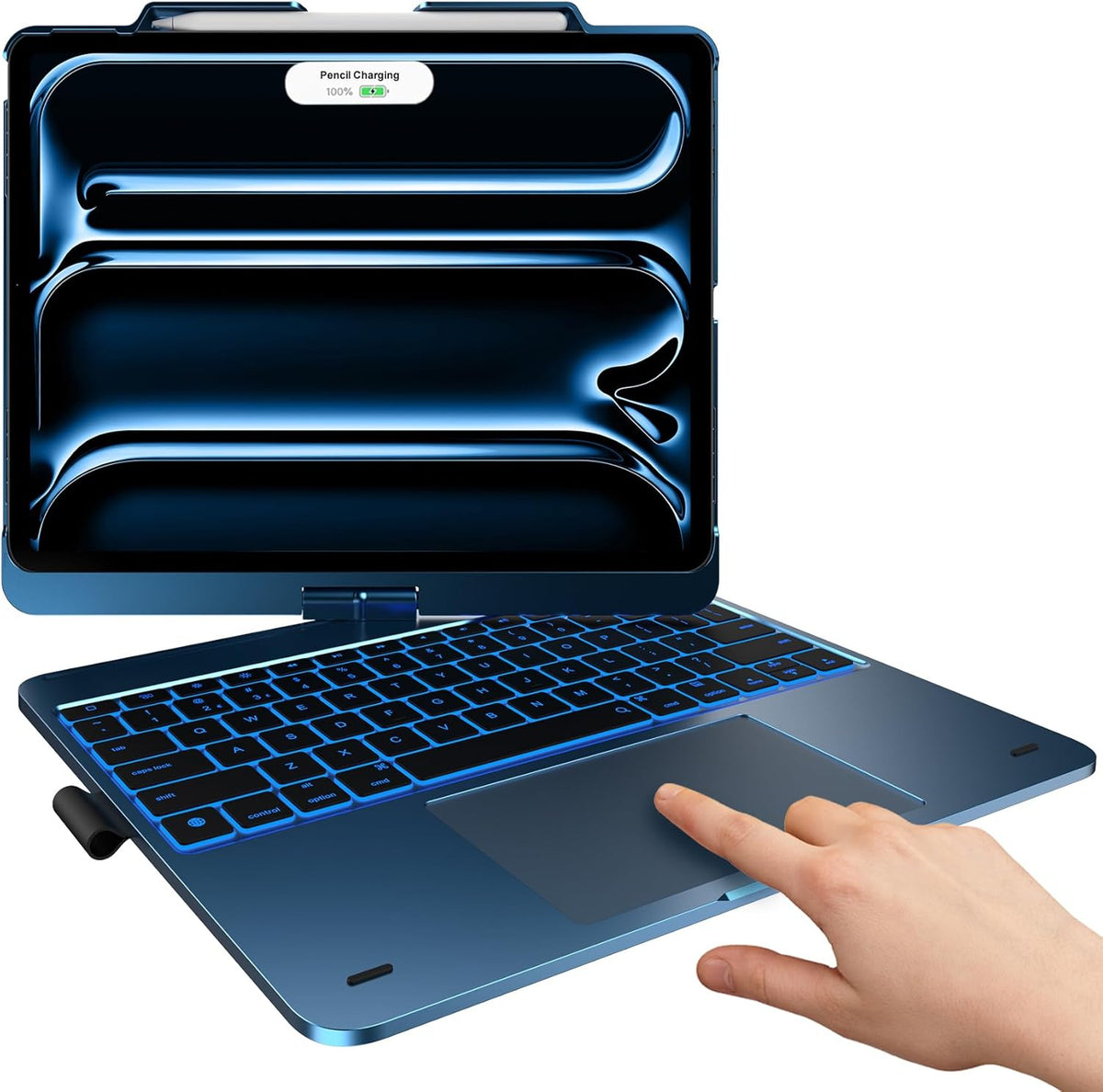 typecase Touch Case with Keyboard for iPad Pro 13-inch(M4, 2024), iPad Air 13-inch(M3, 2025/M2, 2024) & iPad Pro 12.9(6th/5th/4th/3rd Gen), Trackpad, 360° Rotatable, 11-Colors Backlit, Lake Blue
