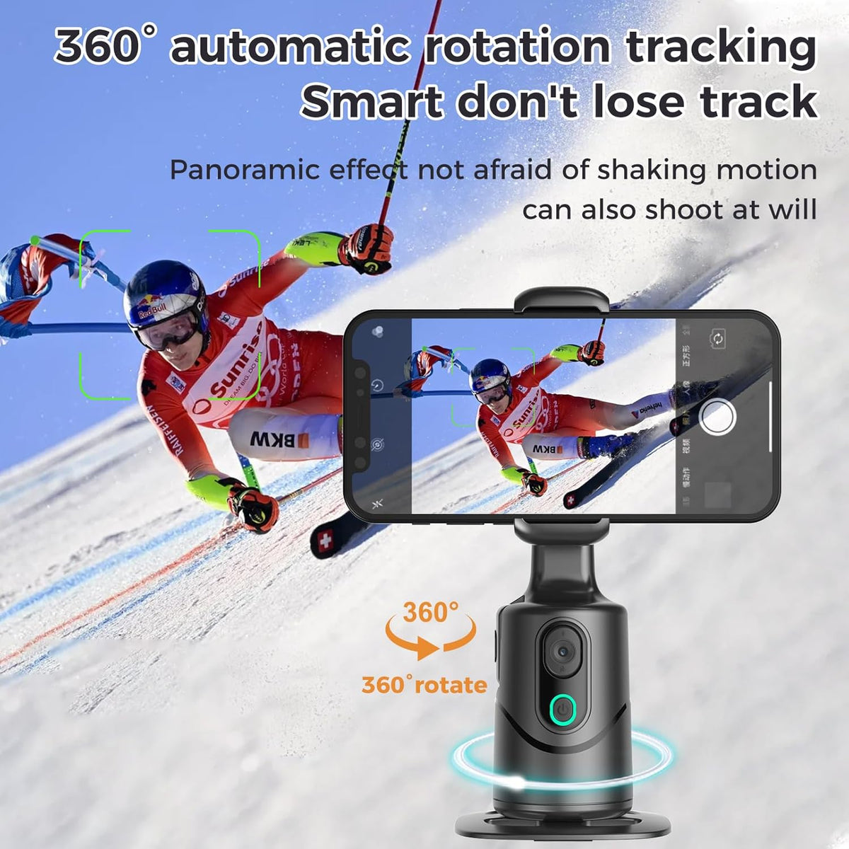 Auto Face Tracking Phone Holder,No App Required,360° Rotation Phone Camera Stand with Remote and Gesture Control, Smart Shooting Tripod for Vlog/TIK Tok Live Streaming YouTube Video Recording