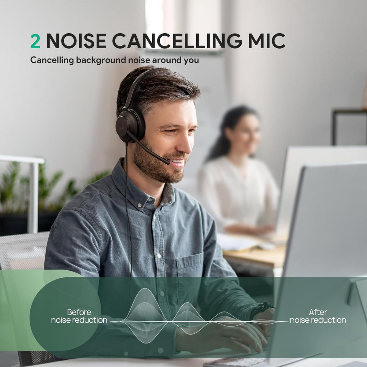 Yealink UH35 Wired Headset, USB Headset with Noise Cancelling Mic, Optimized for Skype and Zoom and Other Leading Conferencing Platforms, All-Day Comfort Design, Mute Button, Busylight