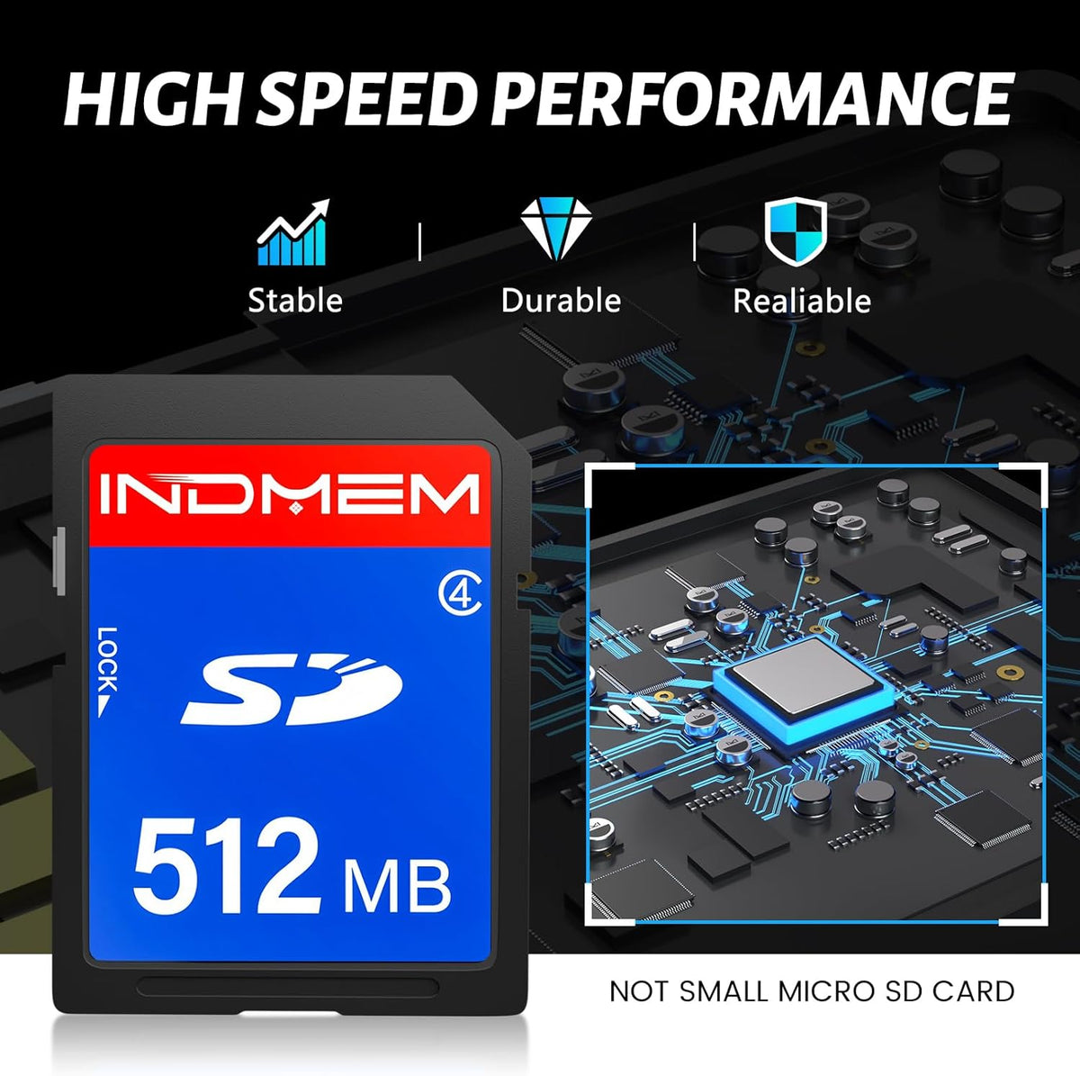 INDMEM SD Card 512MB, 6 Packs Class 4 512MB Flash Memory Card MLC Standard Secure Digital Cards Camera Cards