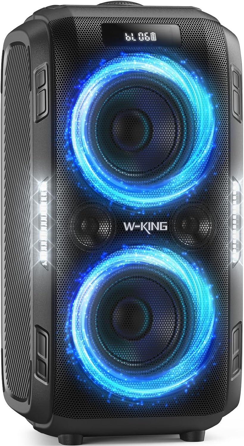W-KING 270W PEAK Party Large Bluetooth Speaker Loudest Boom Box/12 Custom Bass/Massive 125dB 6.5''x2 Subwoofer Deepest Bass, Big Portable Speaker Wireless, IPX5/MIC&GTR in/USB/TF/AUX,Removable Battery