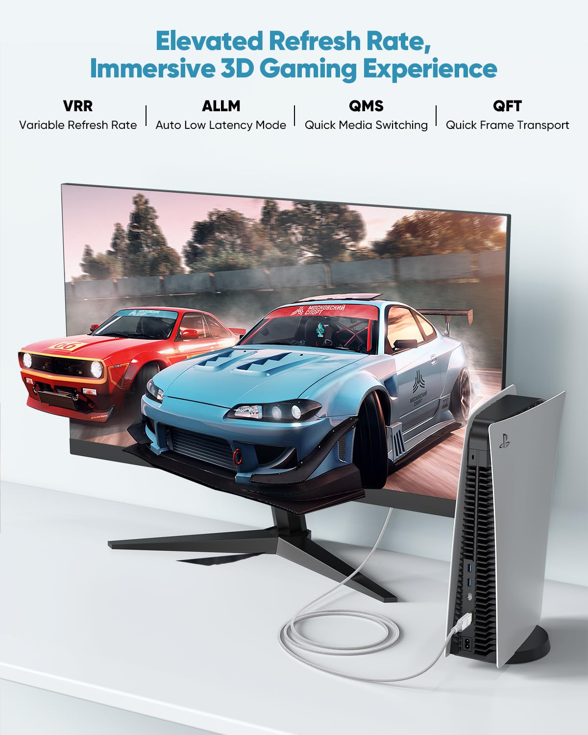 8K 15 48Gbps 2.1 8K@60Hz, 4K@120Hz, HDR10+, Dolby, 3D, HDCP2.3 Laptop/Monitor/HDTV/Soundbar/Blu-ray/PS5/Xbox White HDMI