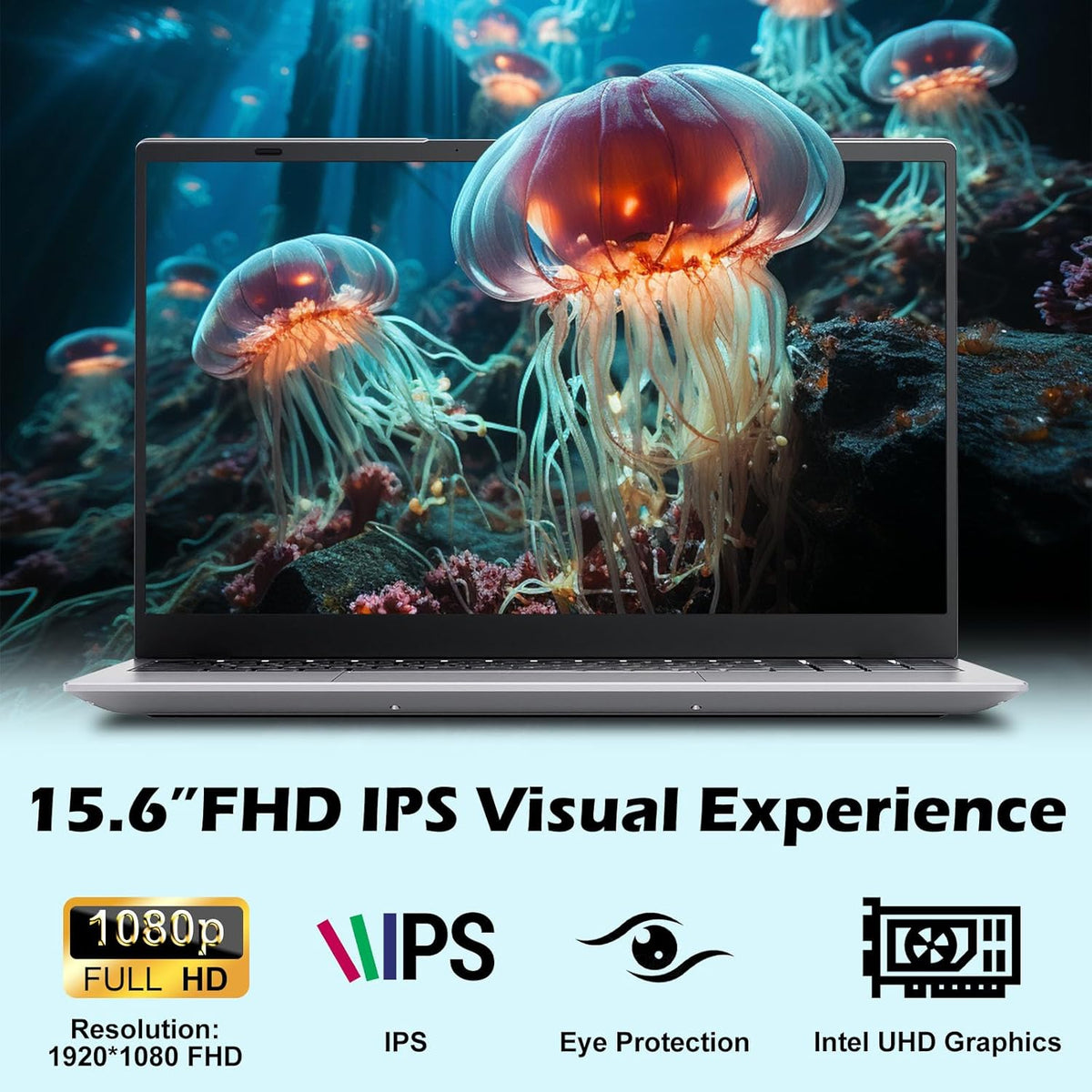 2025 Gina Laptop Computer 15 15.6 Inch FHD for Students & Busiess, 16GB RAM, 1TB SSD, Intel Quad-Core N100(Beat to i3-1115G4, Up to 3.4GHz), Type-C, Webcam, Fingerprint, Free Office, Windows 11 Pro
