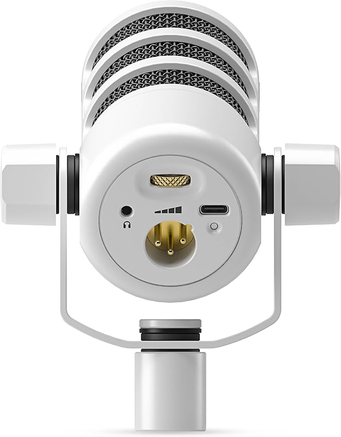 Rode PodMic USB Dynamic Broadcast Microphone (White) with On-Stage Stands MS7701B Tripod Mic Stand and XLR Cable
