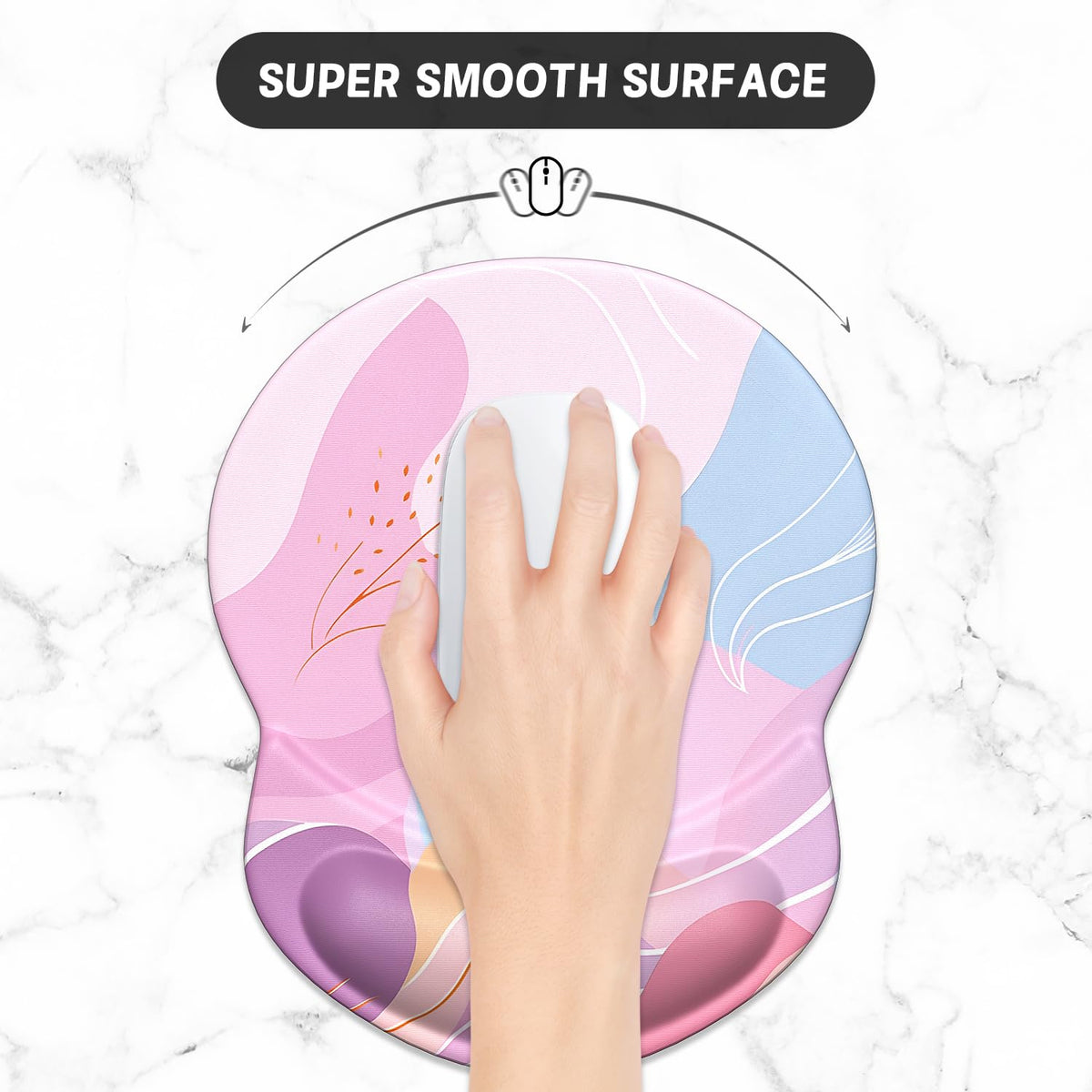 ITNRSIIET Ergonomic Mouse Pad with Gel Wrist Support Small Wrist Rest Smooth Surface Non-Slip PU Base Comfortable Office Supplies Pain Relief, 8.7 x 7.2 inches, Art Style Pattern