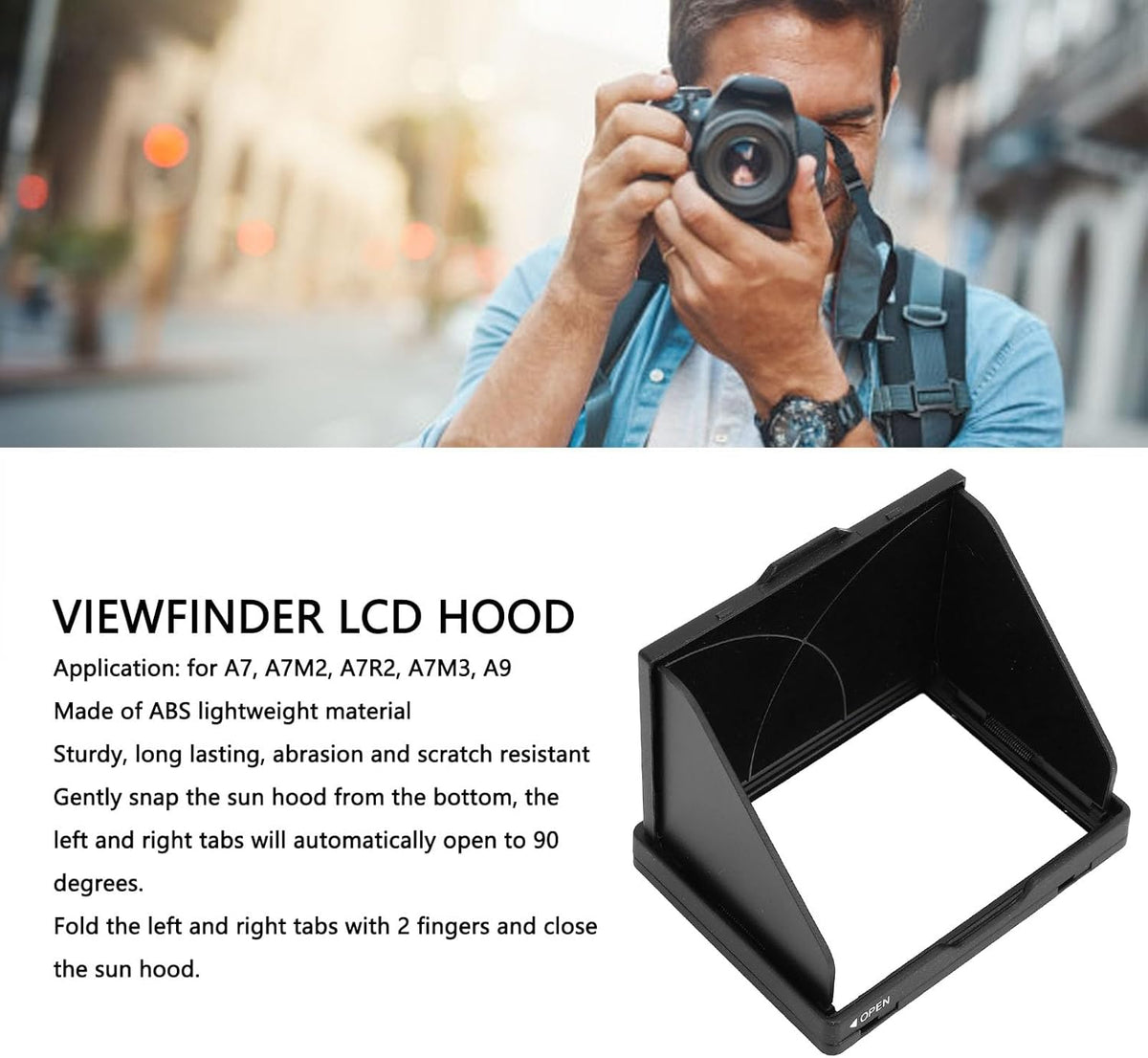 3.0 inch A7 A7M2 A7R2 A7M3 A9 Camera Sun Hood, Camera Screen Hood Sunshade Folding LCD Screen Hood Shade Cover