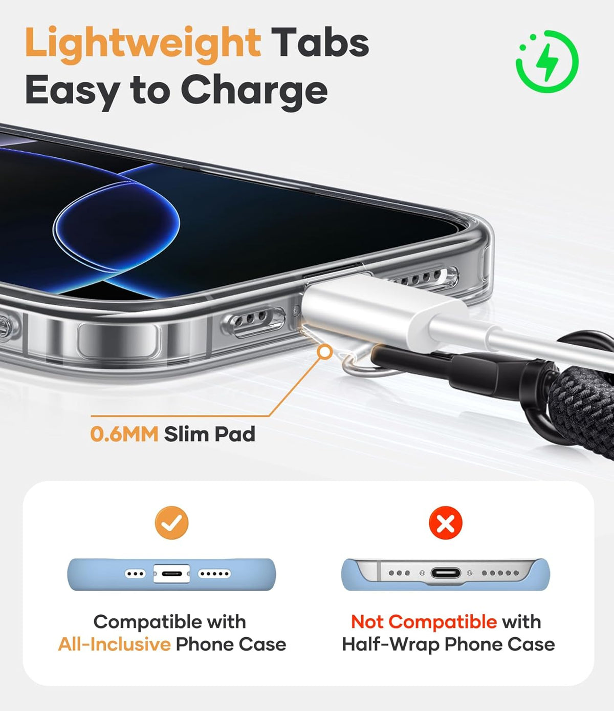 for Phone Lanyard Crossbody with 2X TPU Clear Tabs, Adjustable Anti Theft Strap, Premium Metal Buckles, Comfortable Universal Neck Wrist Lanyard for Travel Outdoor, Black