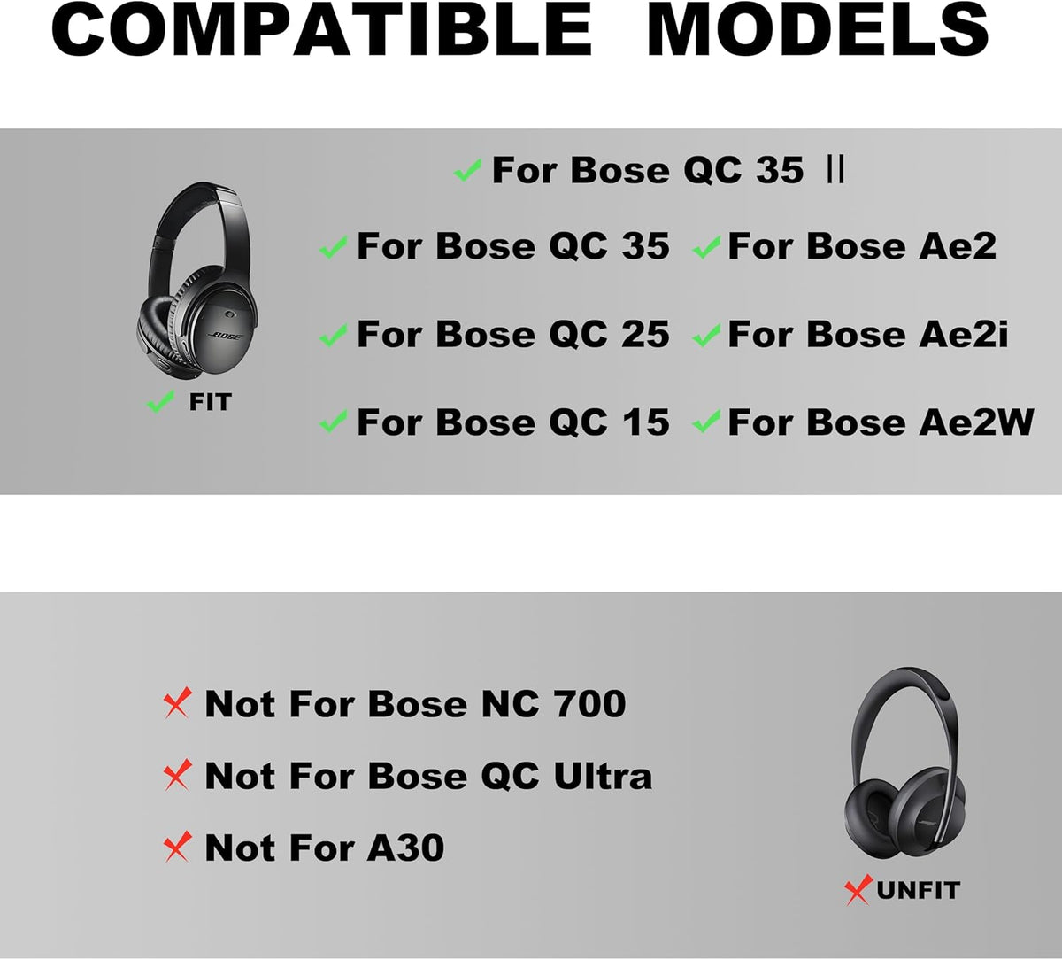 Replacement Ear Pads - Compatible with QuietComfort 35 & QC35 ii Headphones,Softer Leather, Premium Noise Cancelling Earpads, Durable & Comfortable Ear Cushions (QC 35-Black&Black)