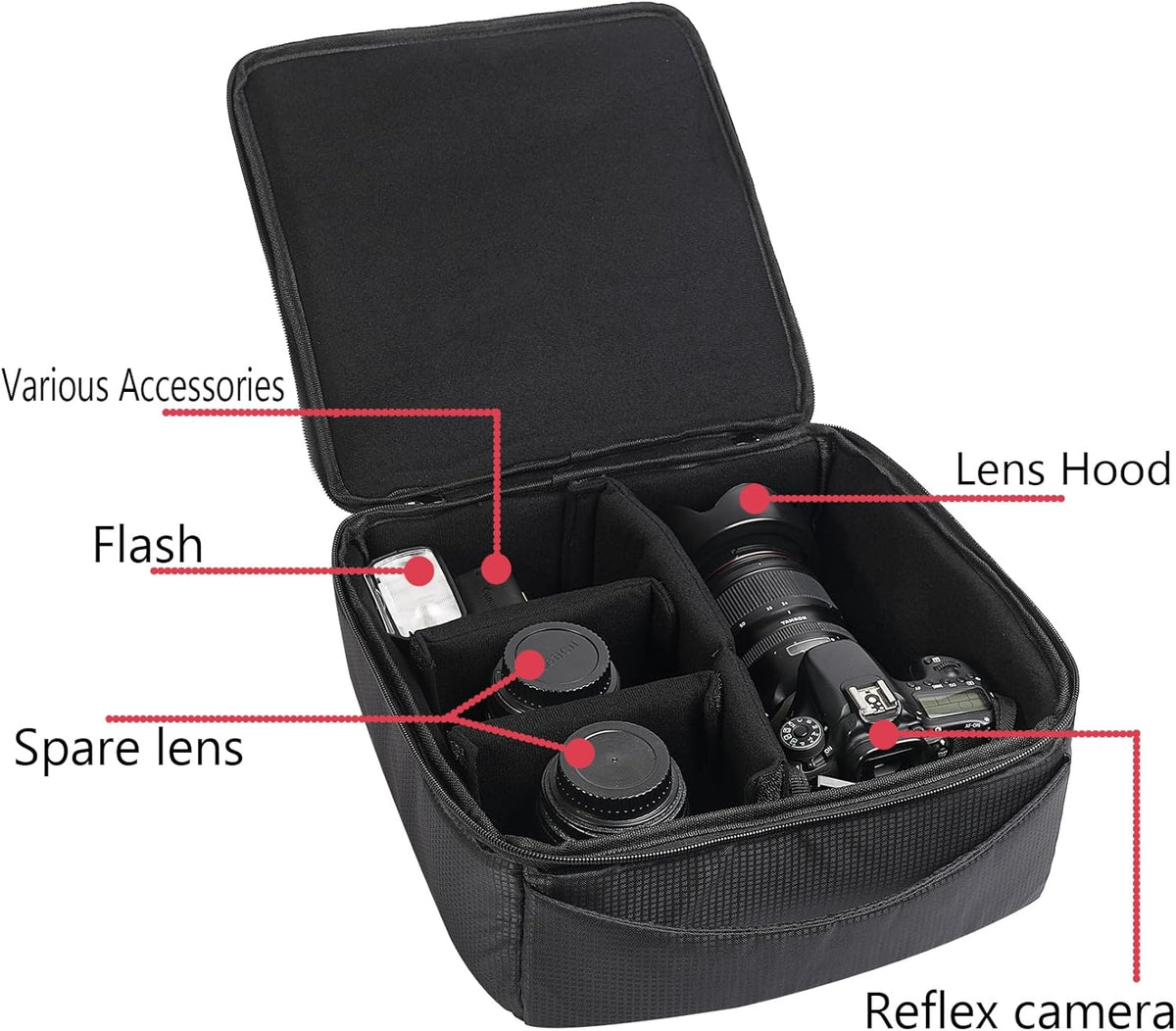 AYVANBER Water Resistant Camera Insert Bag DSLR SLR Camera Case Upgraded Version and Lens Storage Carrying Case (Black)