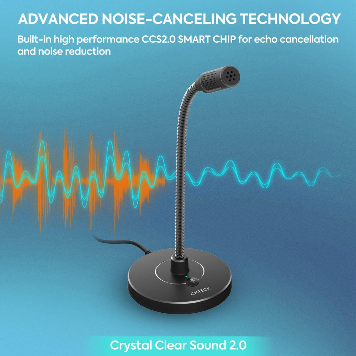 CMTECK USB Computer Microphone G009, Noise-Cancelling Recording Desktop Mic for PC/Laptop for Online Chatting, Home Studio, Podcasting, Gaming, Skype, YouTube with Mute Function(Windows/Mac)