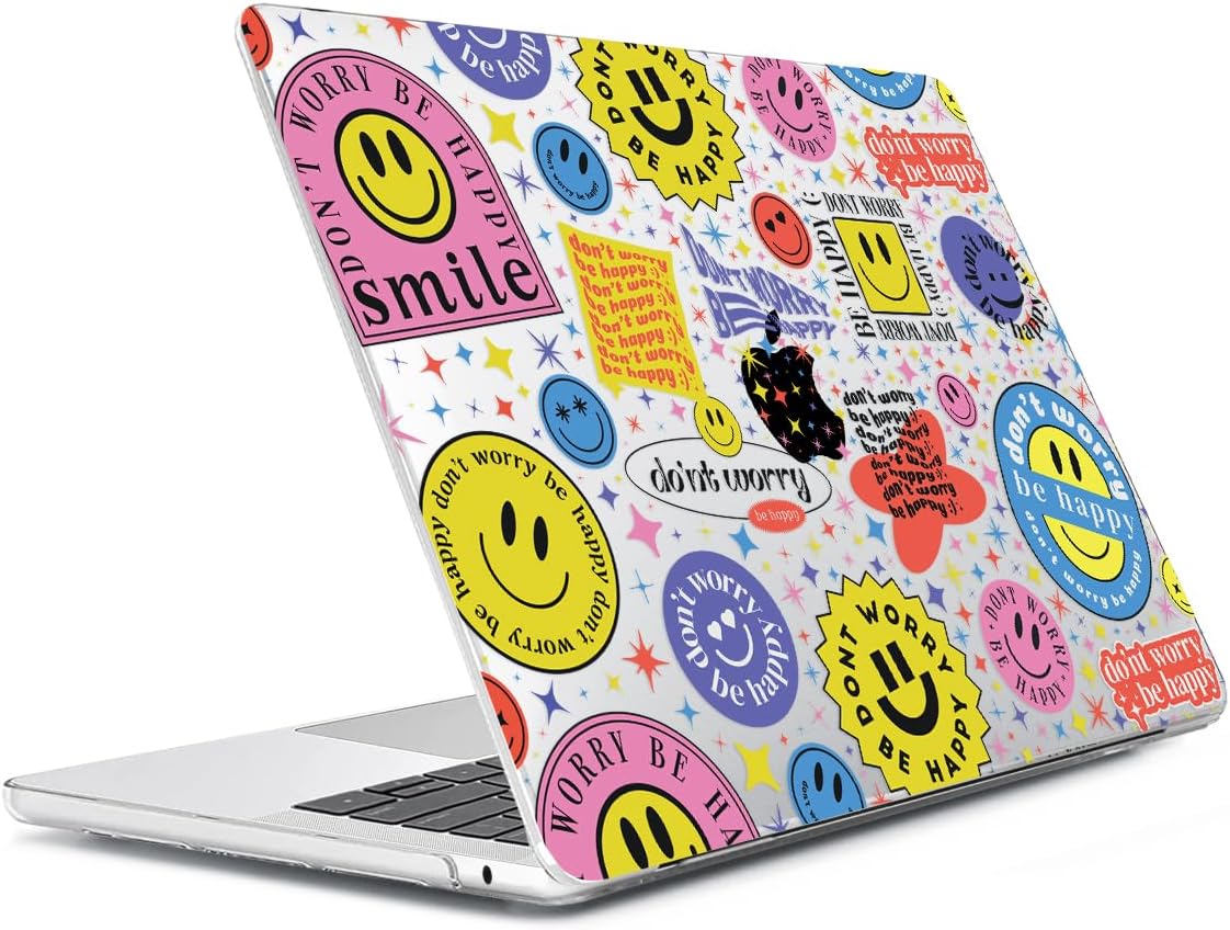 Compatible with 2025 2024 2023 2022 MacBook Air 13 inch Case M4 A3240 M3 A3113 M2 A2681, Hard Shell &Keyboard Cover&Screen Film&Webcam Cover for New M4 Mac Air 13.6 inch with Touch ID, Smile