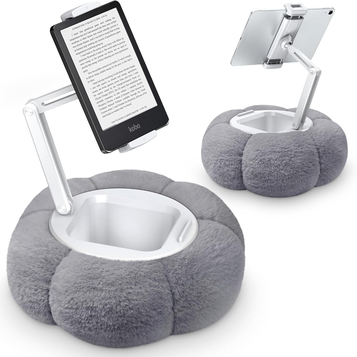 CreaDream Pumpkin Tablet Pillow Stand Holder for Kindle iPad, Adjustable Phone Pillow Stand for Lap Bed with Detachable Snack Bowl, Compatible with 4.7"-13" Tablet, iPad, iPhone, Samsung Tabs, Kindle