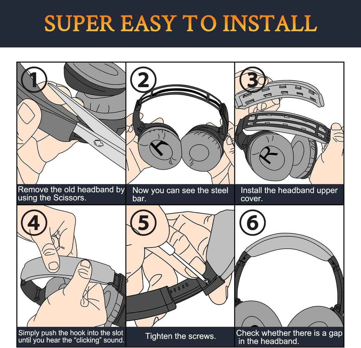 SOULWIT Ear Pads Cushions + Headband + Silicone Earpads Cover Protector, Replacement Kit for Bose QuietComfort 35 QC35, QC35 ii Over-Ear Headphones - Black Gold