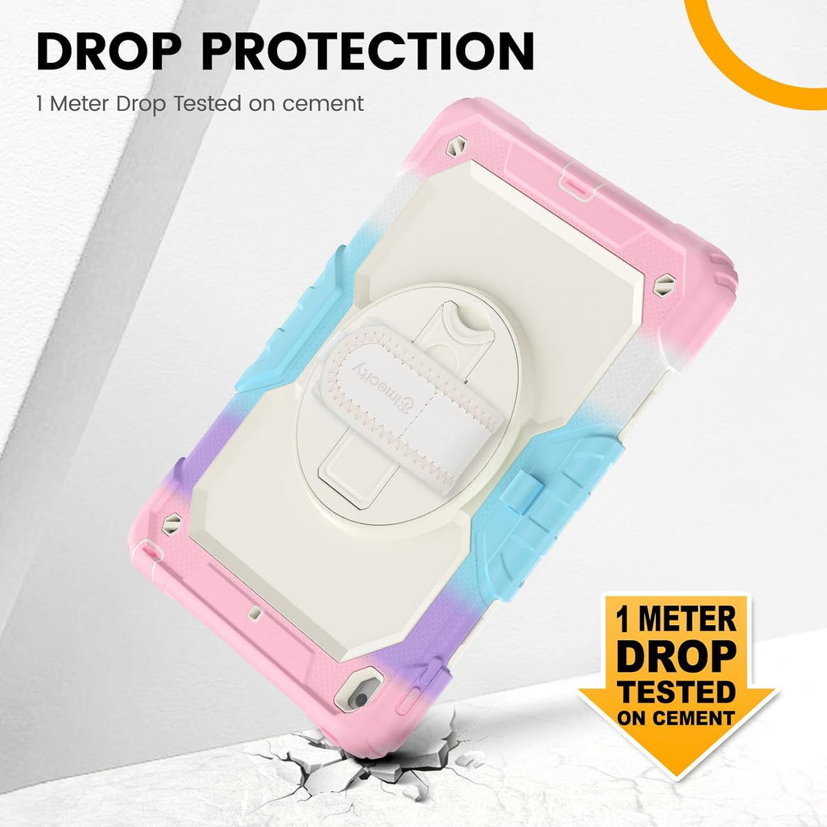 Timecity Case for iPad 9th/ 8th/ 7th Generation 10.2 inch - Heavy Duty Protective Cover with Screen Protector, Rotating Stand, Shoulder Strap & Pencil Holder | Kids-Friendly (Pink Camo)