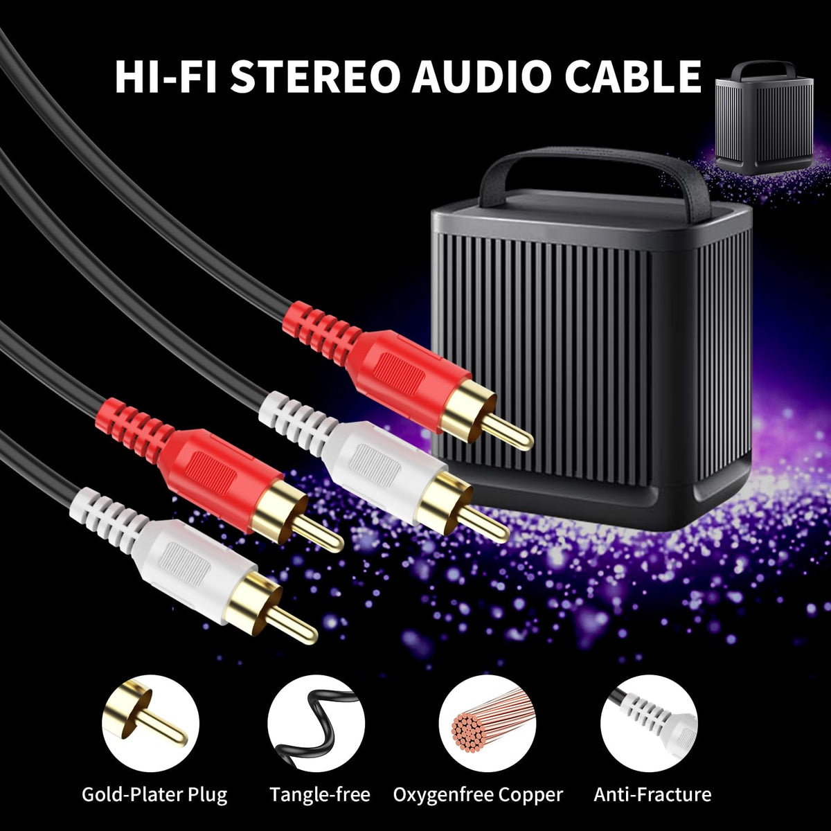 Abireiv 25ft,2RCA [24K 2RCA 2RCA RCA Cable M/M Stereo Audio Cable Gold Plated | Copper Core] Male to Male.for Home