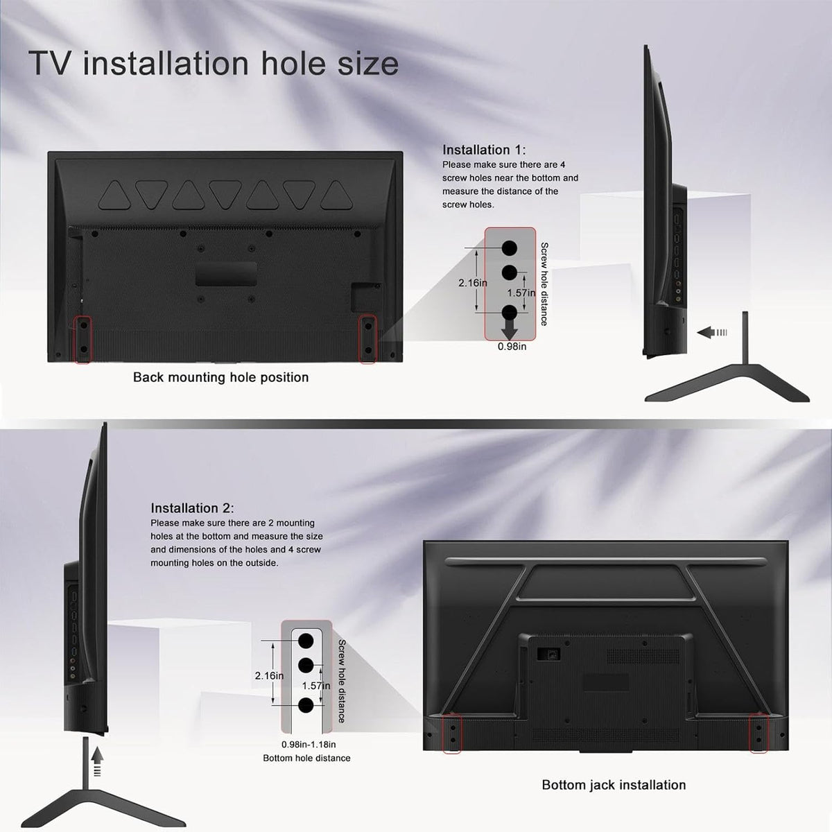 Generic 32-65 Inch 45kg 20-55mm Universal TV Stand Legs | Aluminum Alloy, Fits TVs | Height Raising Feet for Flat