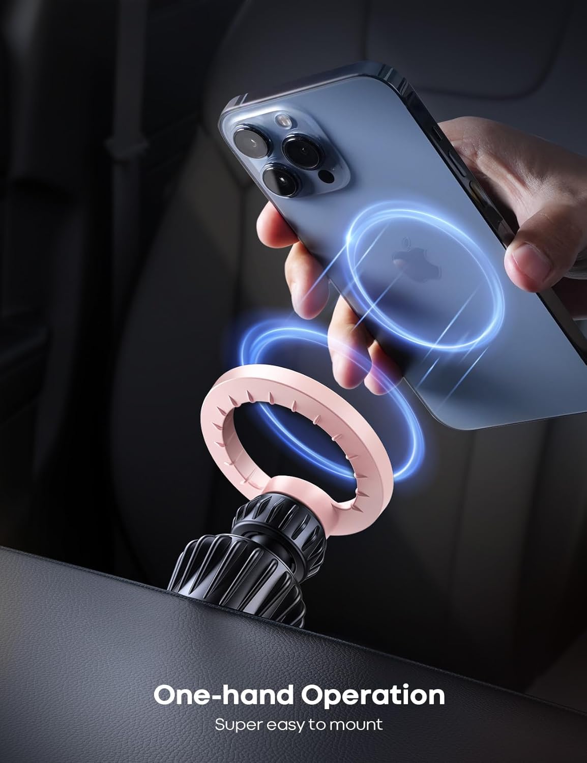 Lamicall Magnetic Car Mount - [20 Super Magnets] Air Vent Phone Holder Car, Hands Free Cell Phone Holder Clip Pink