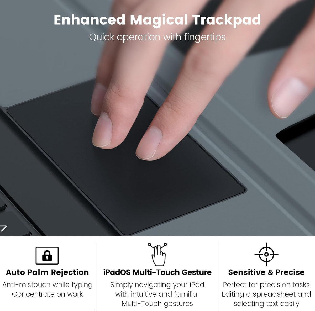 Nillkin iPad A16 (11th Gen) / 10th Gen Case with Detachable Keyboard, Magic Trackpad, 7-Color Backlit, Portrait/Landscape Modes, Rugged Keyboard Case for iPad 11th / 10th Generation (2025/2022), Black