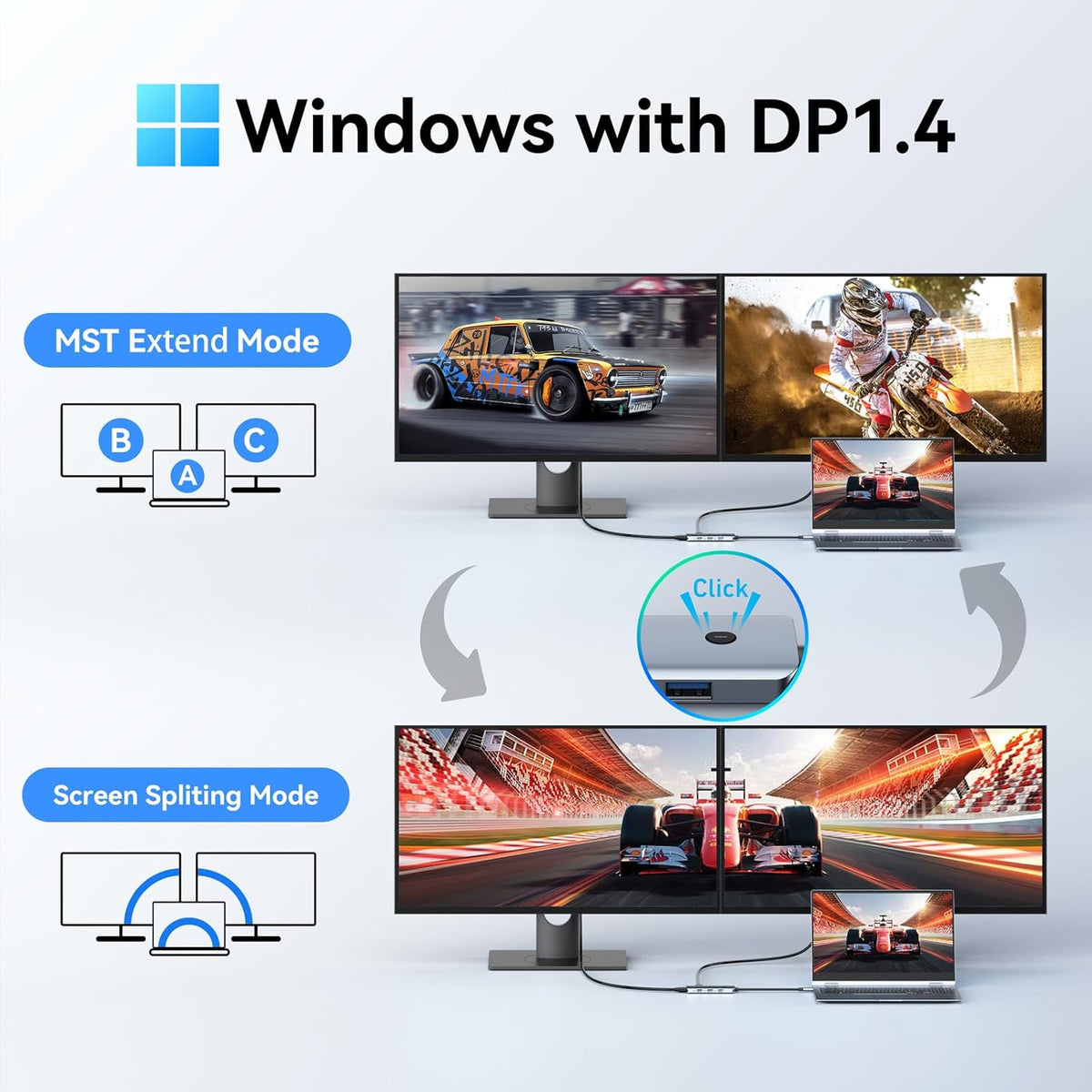 USB C Docking Station Dual Monitor, LIONWEI Laptop USBC Dock Multiport Adapter with 2 4K HDMI, 3 USB-A/3.0/2.0, 100W Power Delivery, 6-in-1 for MacBook/Surface/Lenovo/Dell/HP