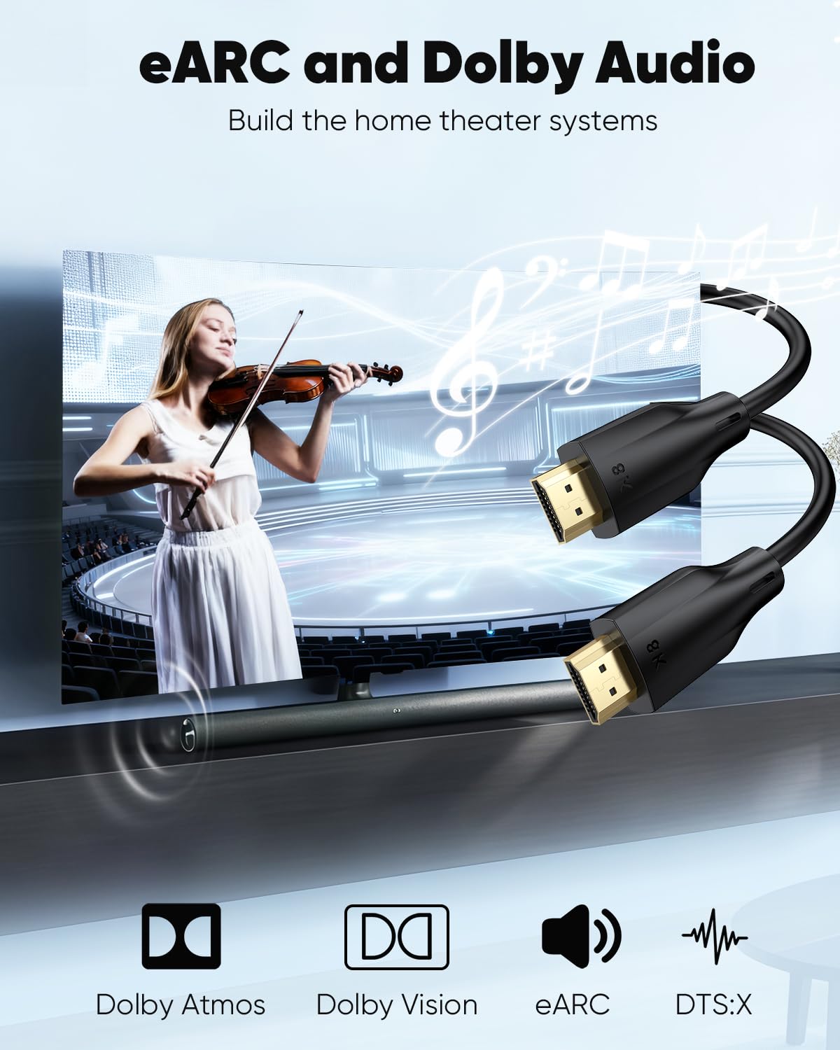 8K 3FT 10 Pack, 48Gbps 2.1 8K@60Hz, 4K@120Hz, HDR10+, 3D, Dolby, PS5/4, HDMI Cable Ultra High Speed HDMI Cable eARC