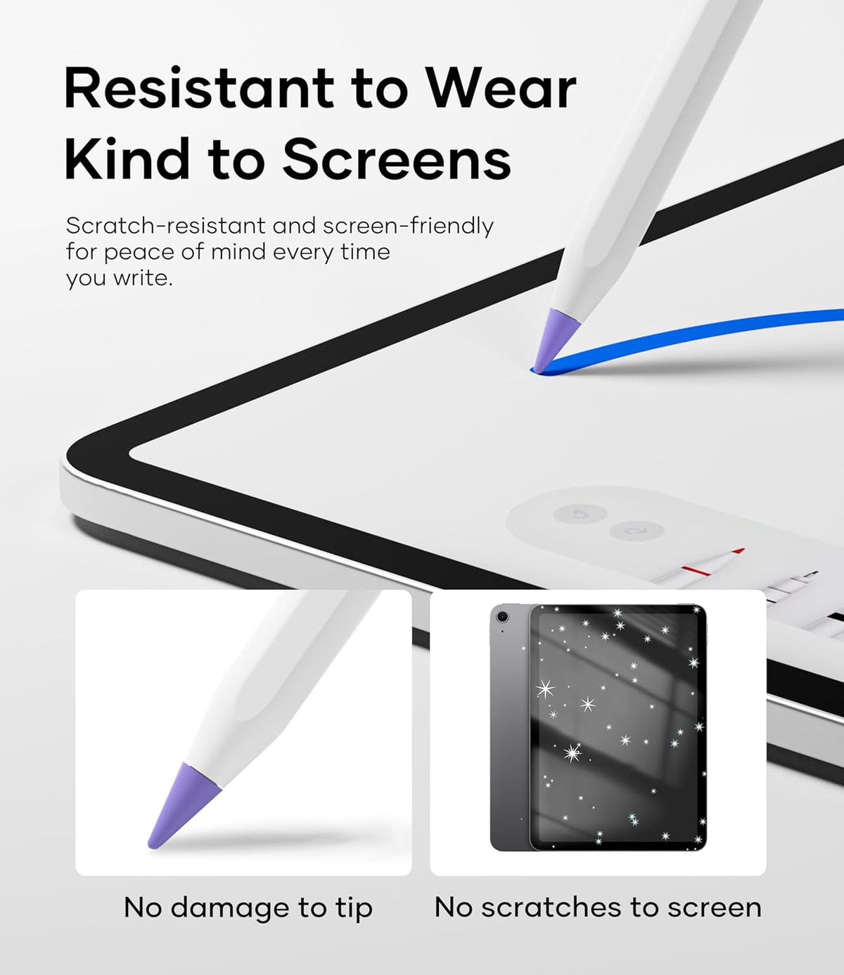 Replacement Pencil Tips for Apple Pencil Pro, Pen Tips for Apple Pencil 2nd Gen/1st Gen/USB-C, Wear-Resisting Pencil Nibs with Storage Box, Pen Nibs Set Compatible with Apple Pen (6 Pack, Purple)