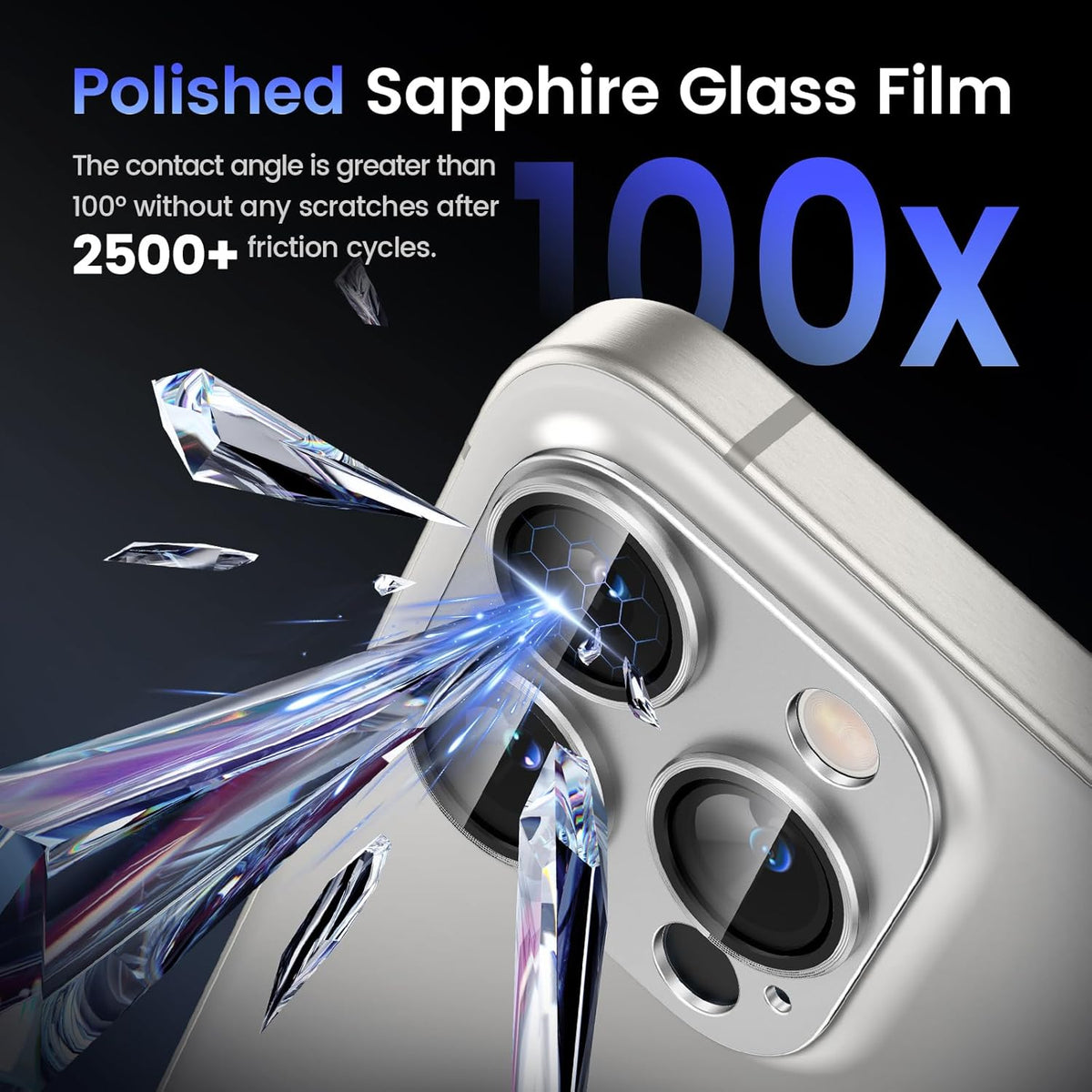 Tensea for iPhone 16 Pro/iPhone 16 Pro Max/iPhone 15 Pro/iPhone 15 Pro Max Camera Lens Protector, Metal Aluminum Alloy Tempered Glass Cover Camera Screen Protector Accessories, Case Friendly